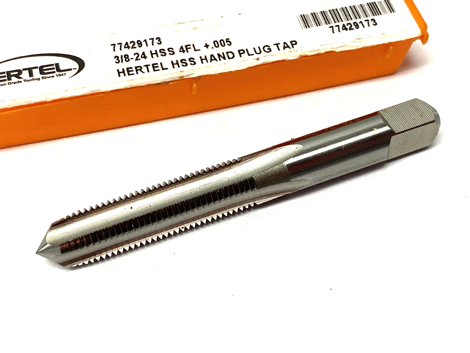 Hertel 77429173 Straight Flute Tap: 3/8-24 UNF, 4 Flute, Plug Chamfer, High-Spee - Maverick Industrial Sales