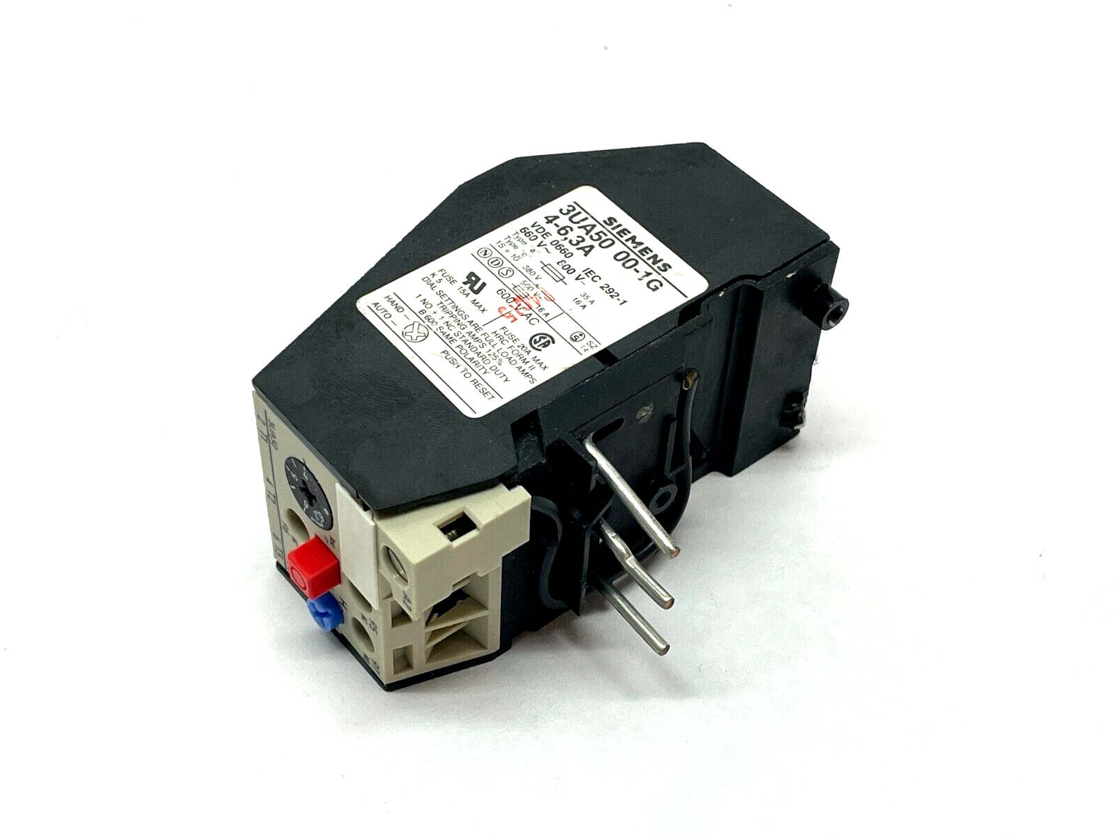 Siemens 3UA5000-1G 4-6,3A Overload Relay BROKEN MOUNTING LATCH - Maverick Industrial Sales
