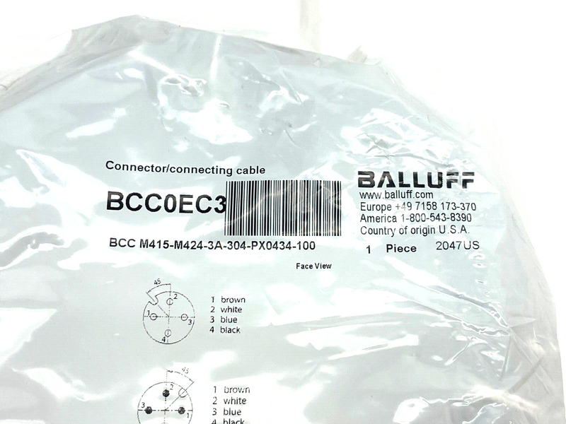 Balluff BCC M415-M424-3A-304-PX0434-100 Dbl-Ended Connecting Cordset BCC0EC3 - Maverick Industrial Sales