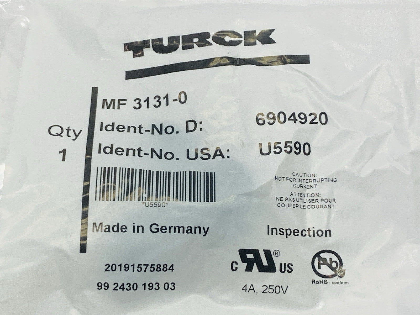 Turck MF 3131-0 Actuator And Sensor Field Wireable Connector 6904920 - Maverick Industrial Sales