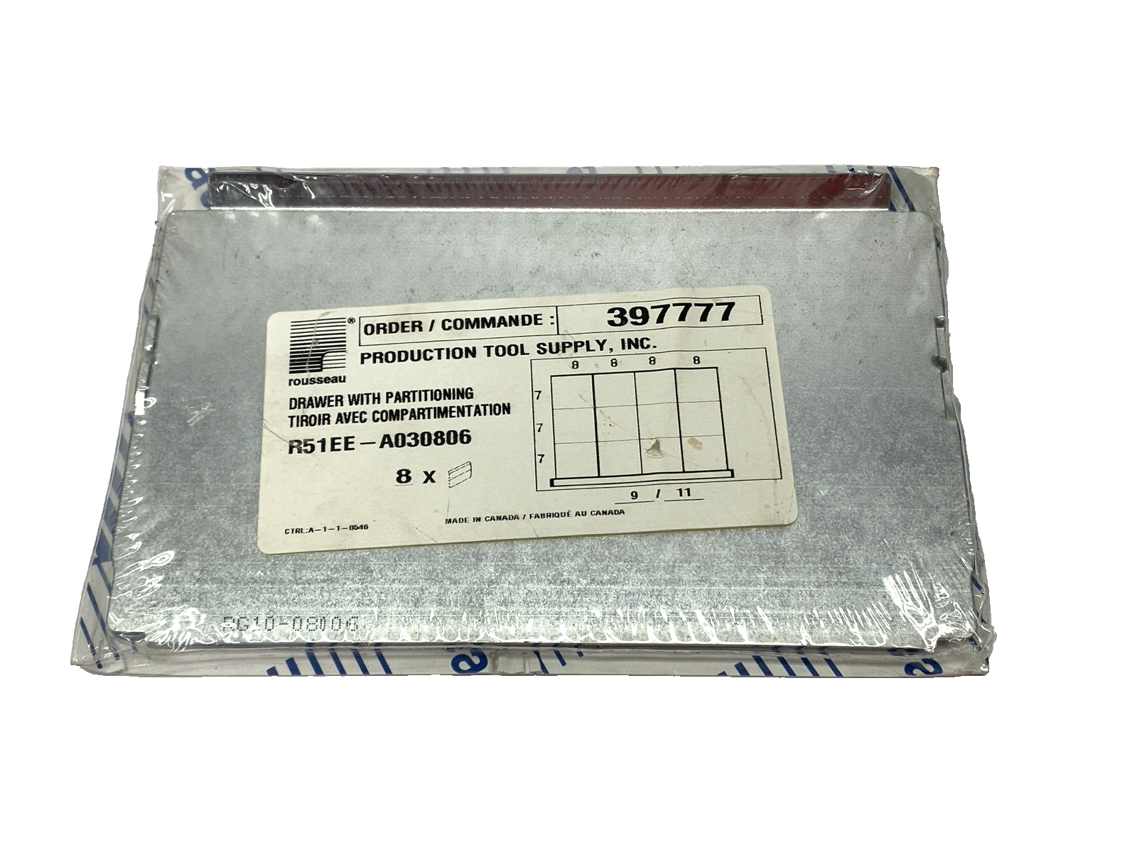 R51EE-A052404 | Rousseau Metal Drawer with Partitioning PKG OF 8 - New - Maverick Industrial Sales