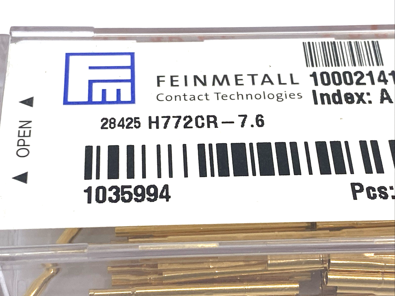 Feinmetall 1035994 Contact Probe 28mm L x 2mm OD 2.08mm Collar H772CR-7.6 97-PK - Maverick Industrial Sales