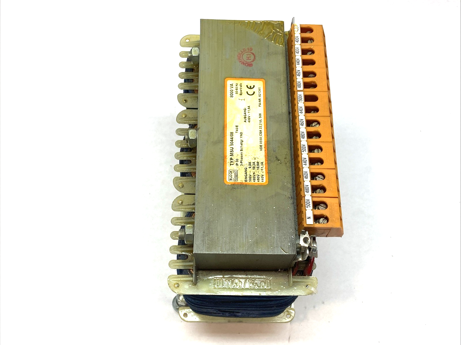 BLOCK MSU 5044/08 3-Phase Auto Transformer 8000VA 500V 50-60HZ - Maverick Industrial Sales