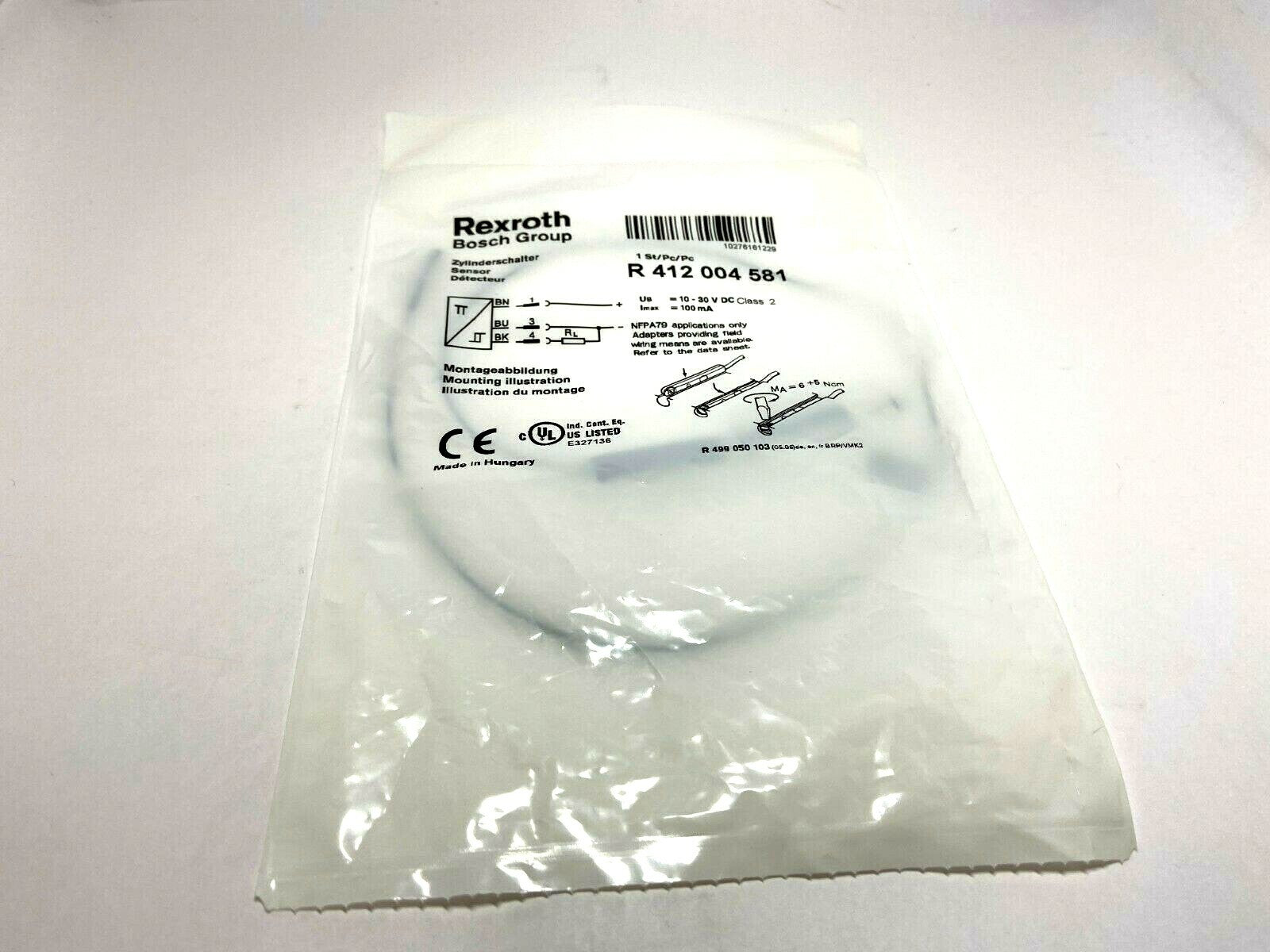 Bosch Rexroth R 412 004 581 Pneumatic Cylinder Sensor 10-30 VDC - Maverick Industrial Sales