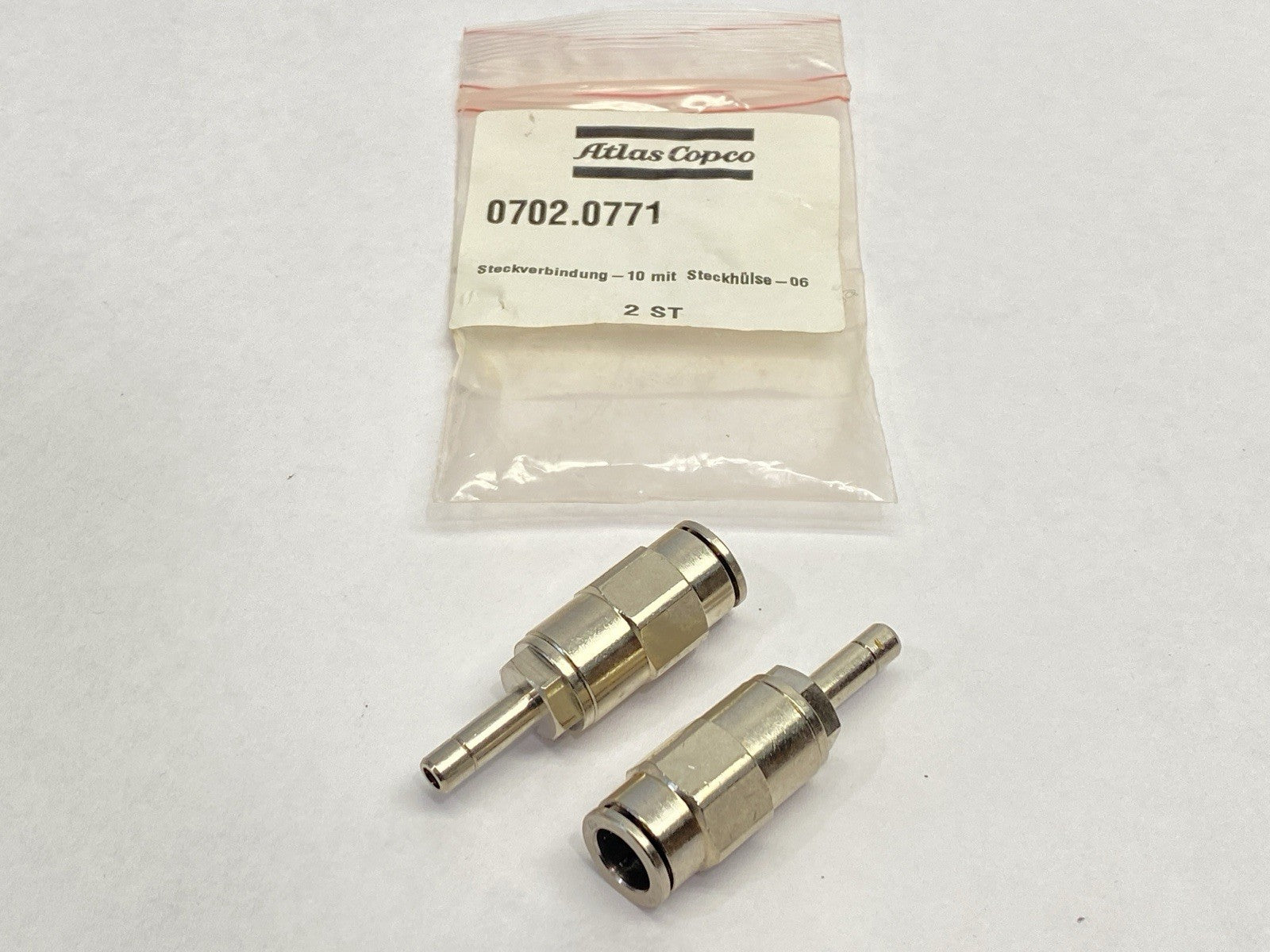 Atlas Copco 0702.0771 Plug Connection 10 WIth Plug Sleeve 06 LOT OF 2 - Maverick Industrial Sales