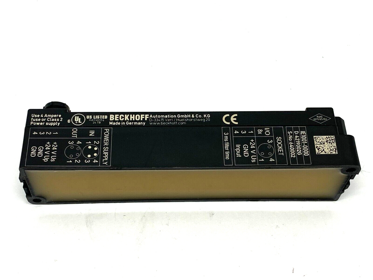IE1001-0000 | Beckhoff Digital Input Link Extension Box 8-Channel 24VDC M8 - Used - Maverick Industrial Sales
