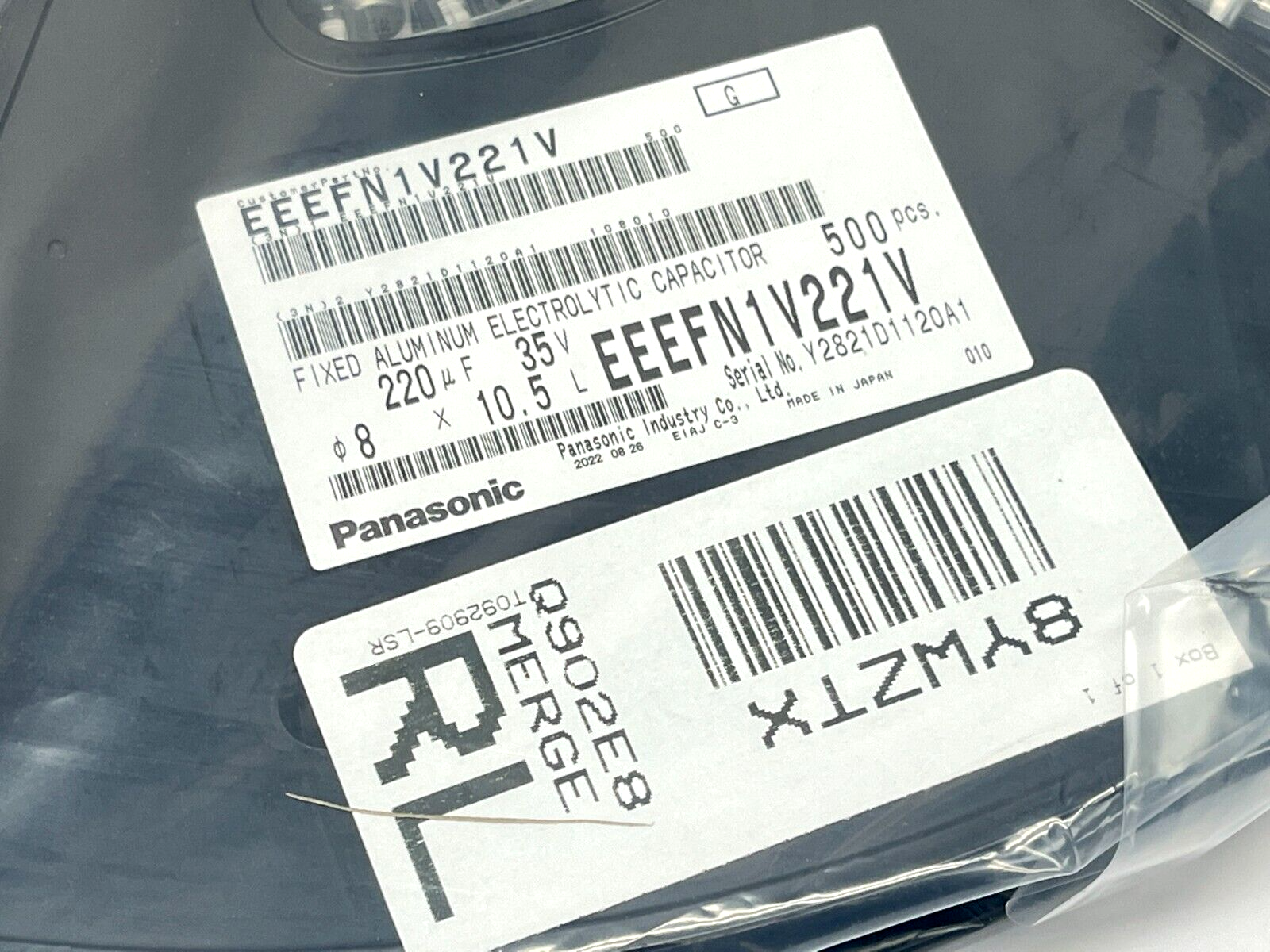 Panasonic EEE-FN1V221V Aluminum Electrolytic Capacitors SMD 35VDC 220uF 500QTY - Maverick Industrial Sales