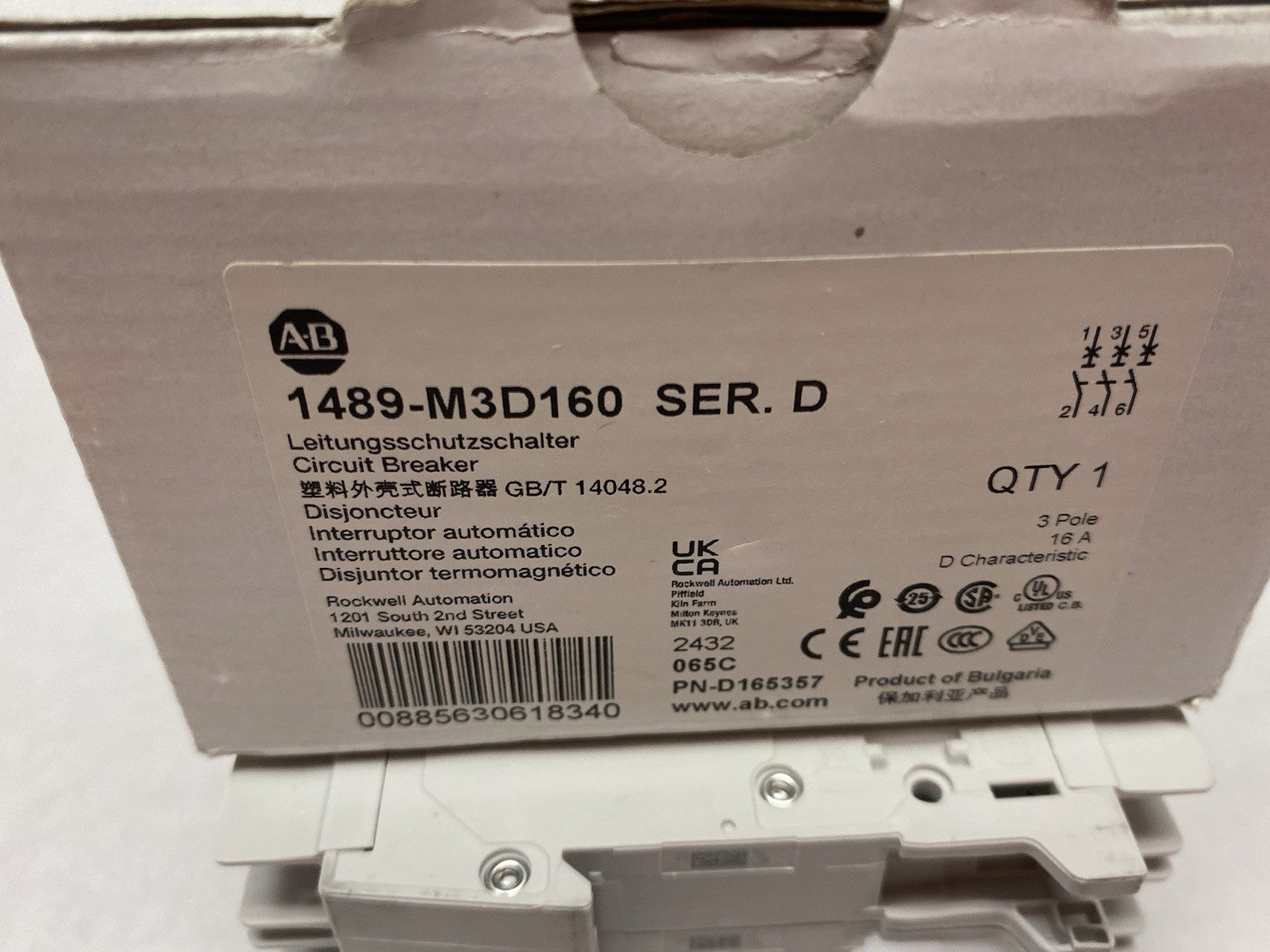 Allen Bradley 1489-M3D160 Ser. D Circuit Breaker 3-Pole 16A - Maverick Industrial Sales