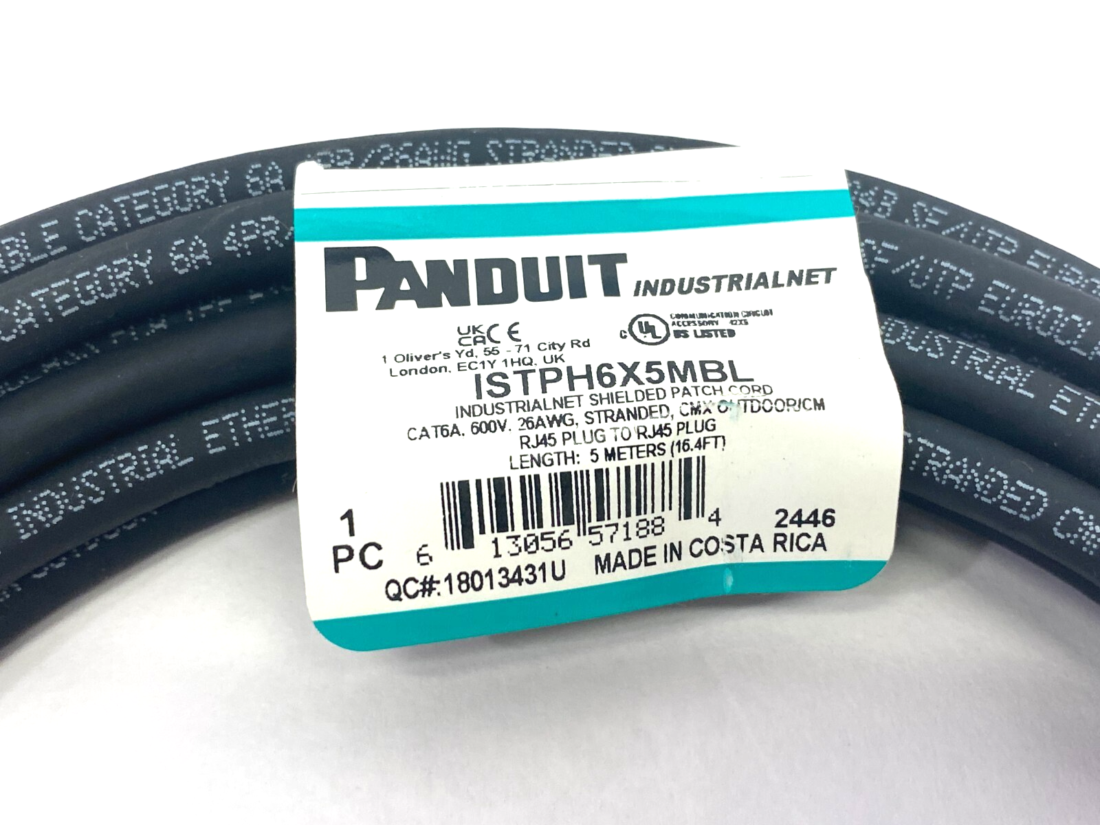 Panduit ISTPH6X5MBL Shielded Cat6A Patchcord 600V 5m Black - Maverick Industrial Sales