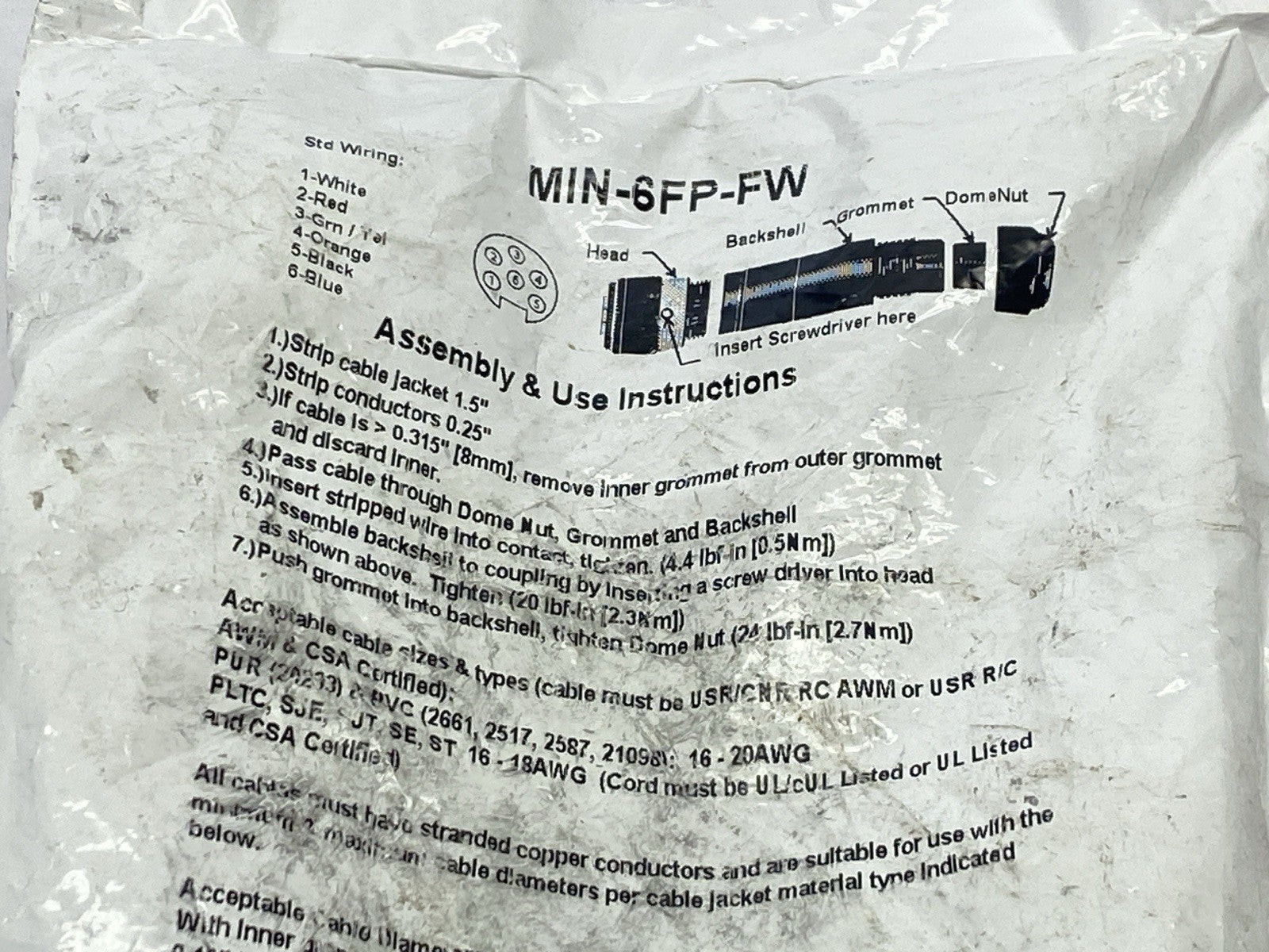 Mencom MIN-6FP-FW Field Wireable Connector MIN Size I 7/8" 6-Pole Female - Maverick Industrial Sales
