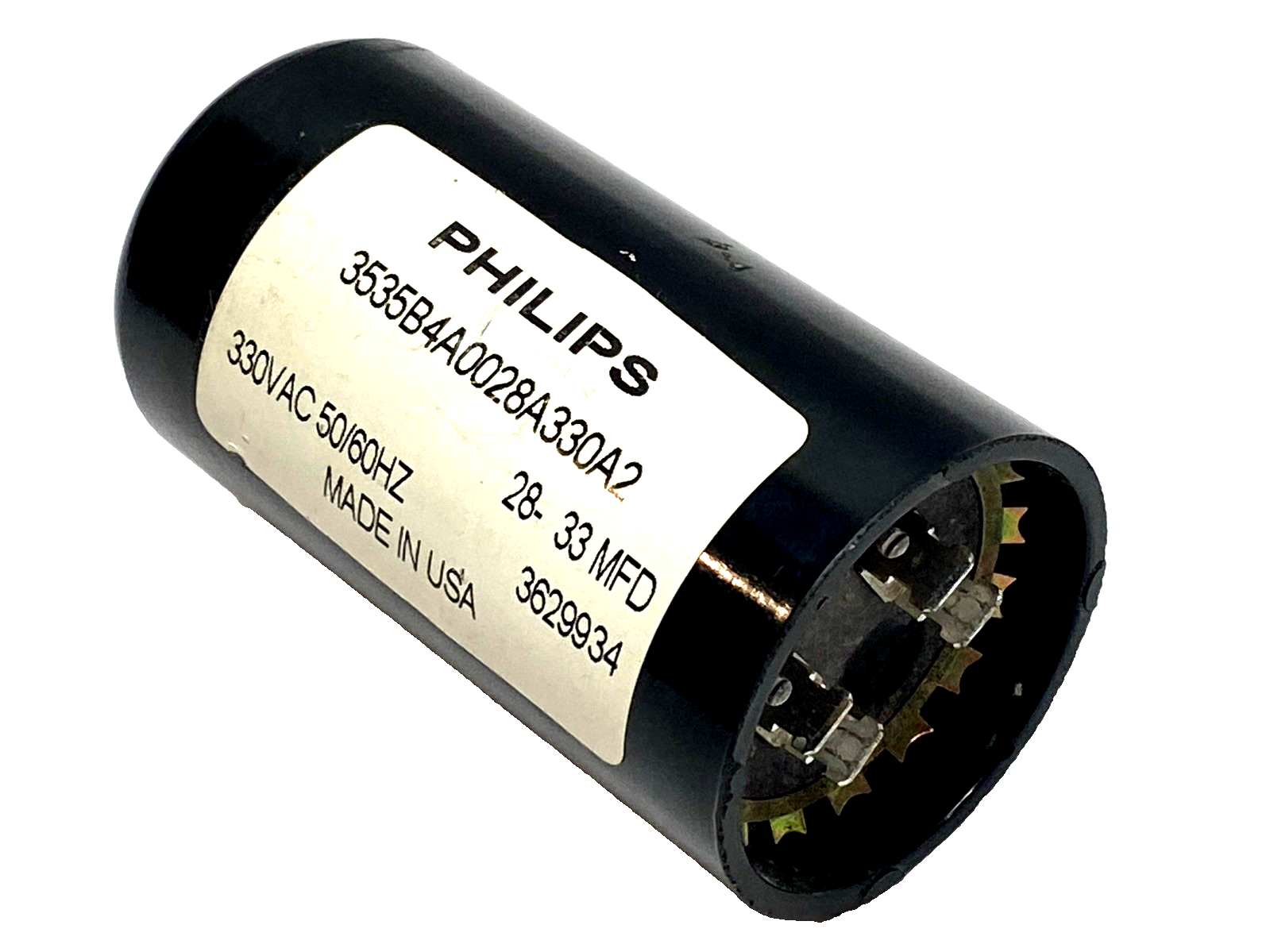 Philips 3535B4A0028A330A2 AC Motor Run Capacitor 28-33 MFD 330VAC 50/60Hz - Maverick Industrial Sales