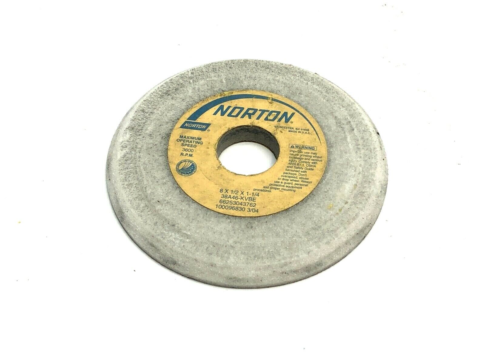 Norton 38A46-KVBE Grinding Wheels 1-1/4" Bore 3600 RPM LOT OF 2 - Maverick Industrial Sales