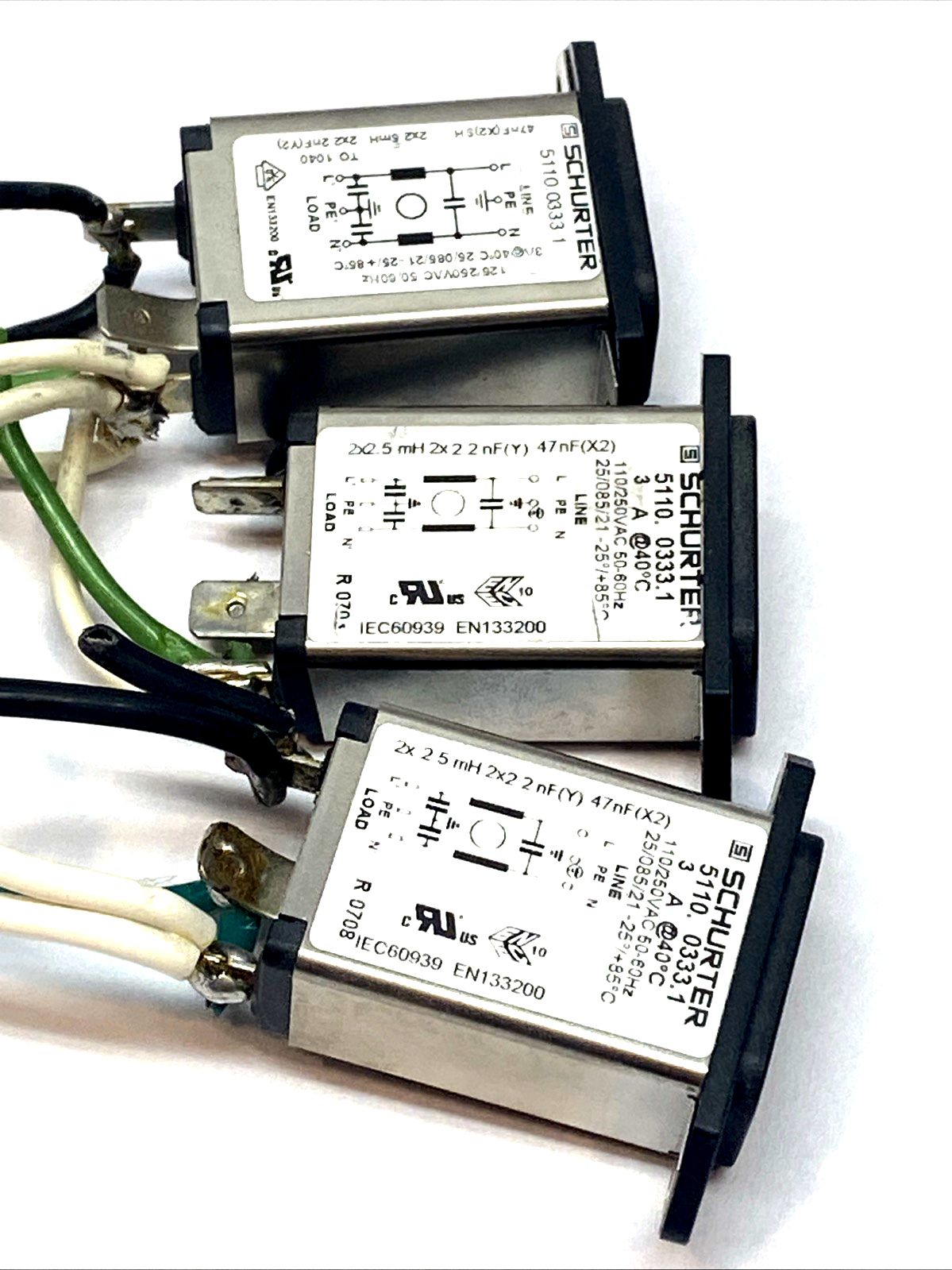 Schurter 5110.0333.1 C14 Filtered Power Inlet 3A 250VAC Panel Mount LOT OF 3 - Maverick Industrial Sales