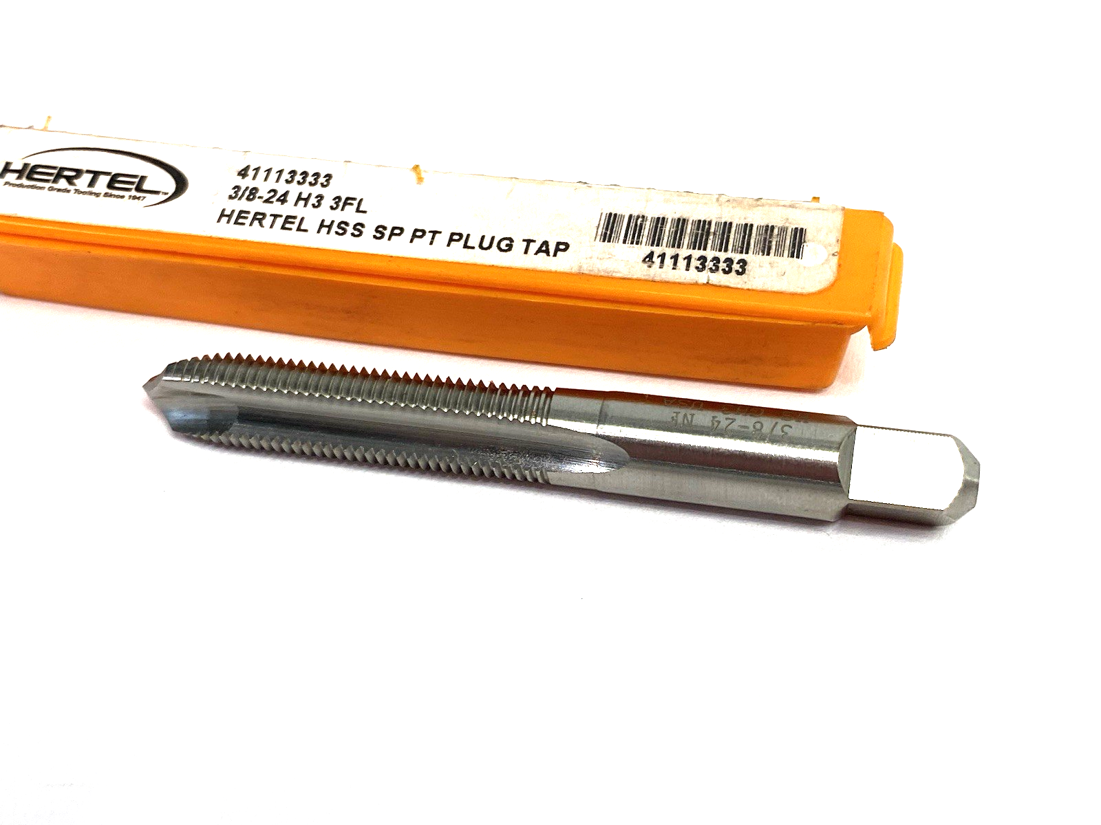 41113333 | Hertel 3/8-24 H3 3FL Hertel HSS Spiral Point Plug Tap Bit - New – Open box - Maverick Industrial Sales
