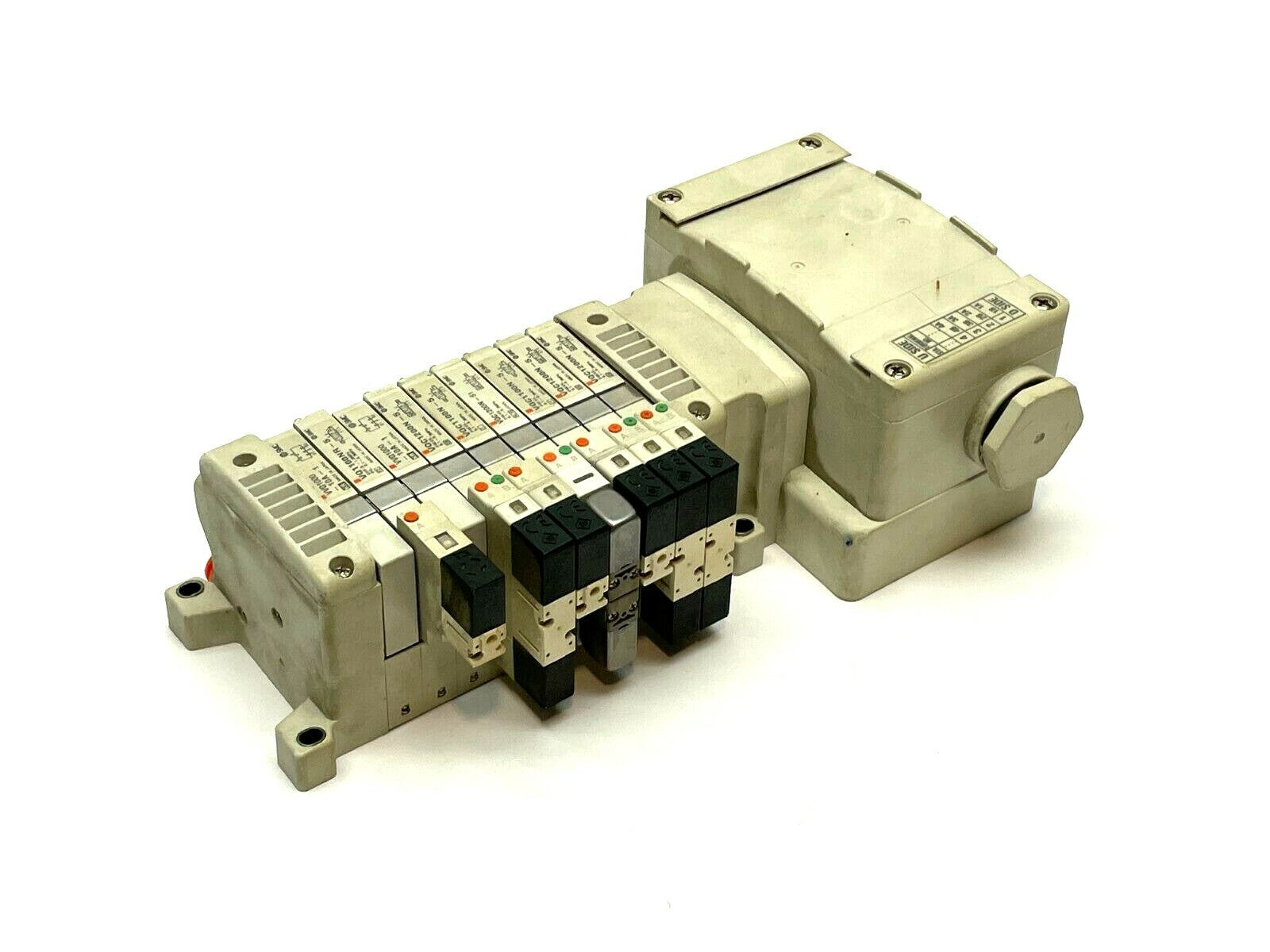 SMC VV5QC11-09N3TD0-S Manifold Base w/ Terminal Box and Solenoids - Maverick Industrial Sales