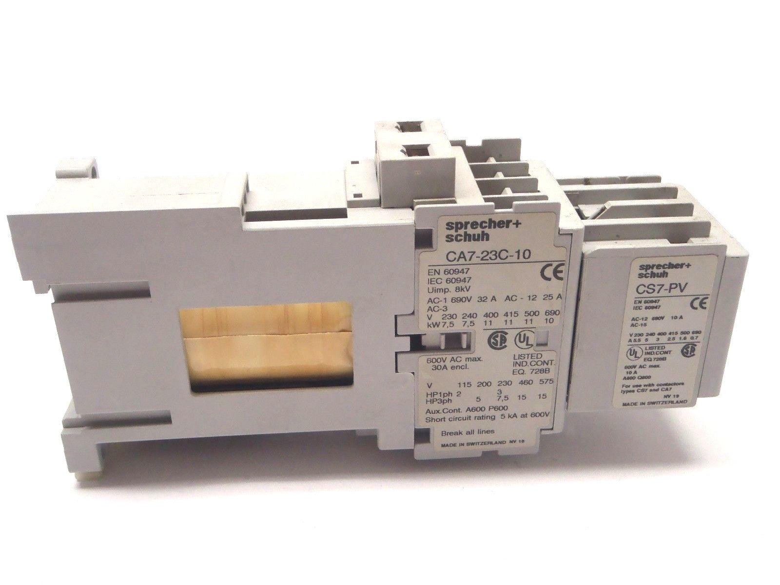 Sprecher + Schuh CA7-23C-10 Contact Relay w/ CS7-PV - Used - Maverick Industrial Sales
