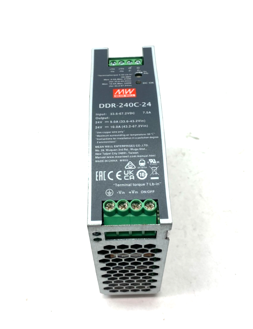 Meanwell DDR-240C-24 DC-DC Converter MISSING DIN CLIP & SPRING - Maverick Industrial Sales