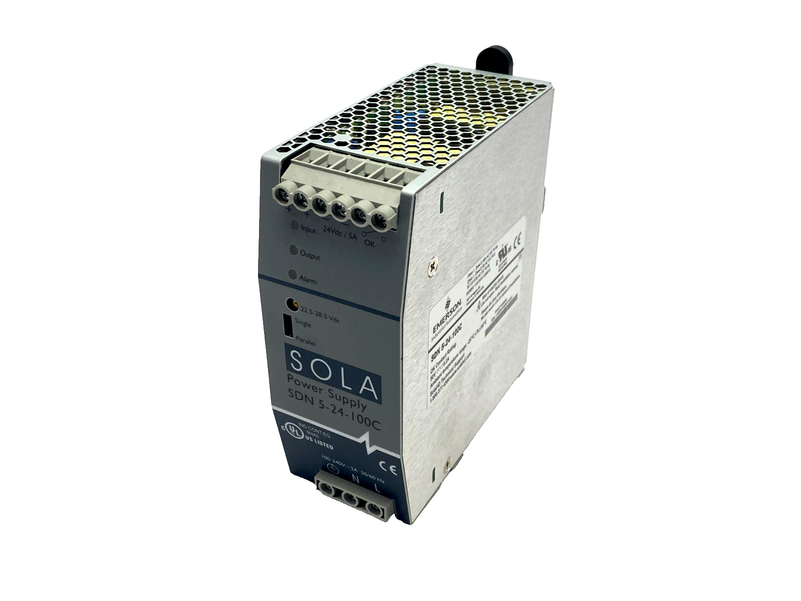 SDN 5-24-100C | Sola Power Supply 100-240VAC 2A In 24VDC 5A 120W Out - Used - Maverick Industrial Sales