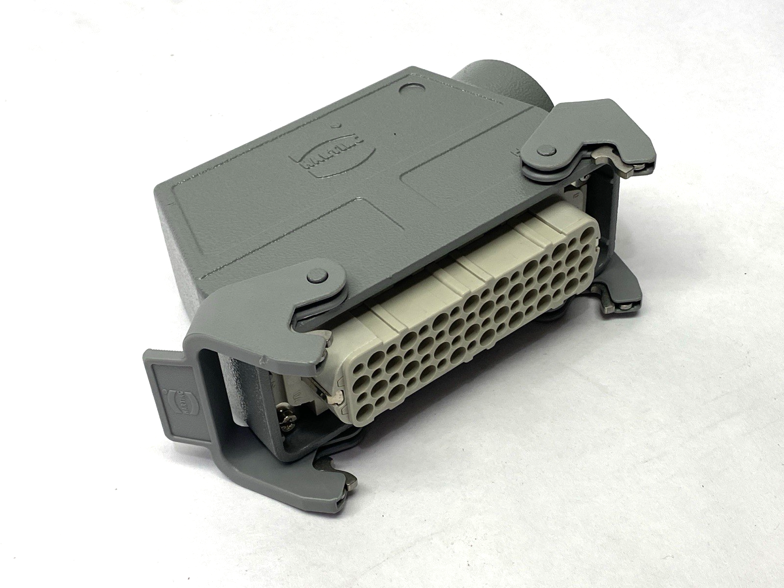 Amphenol C14610B0640002 Connector w/ Harting Han B Hood Side Entry 2 Levers M32 - Maverick Industrial Sales