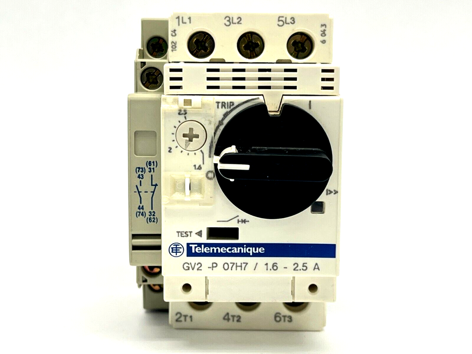 GV2-P07H7 | Telemecanique Manual Starter 1.6-2.5A w/ GV2-AN11 Auxiliary Block - Used - Maverick Industrial Sales