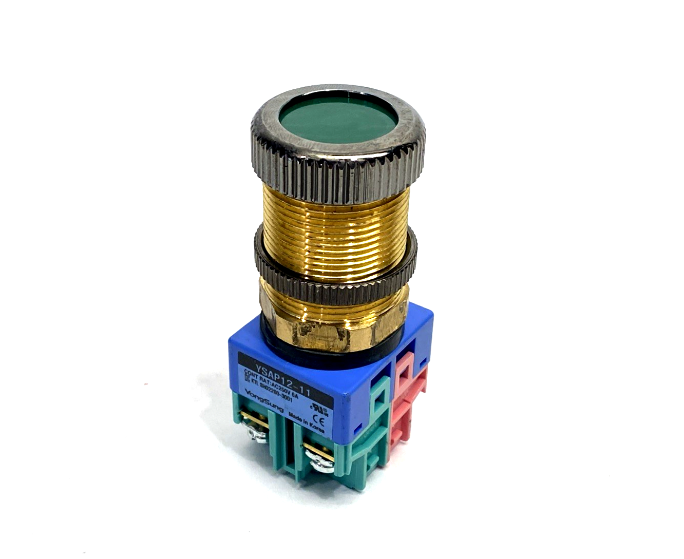 Woochang 13-GA2BO-0341U Pushbutton Switch FPB, Green, 250V 6A YongSung YASP12-11 - Maverick Industrial Sales