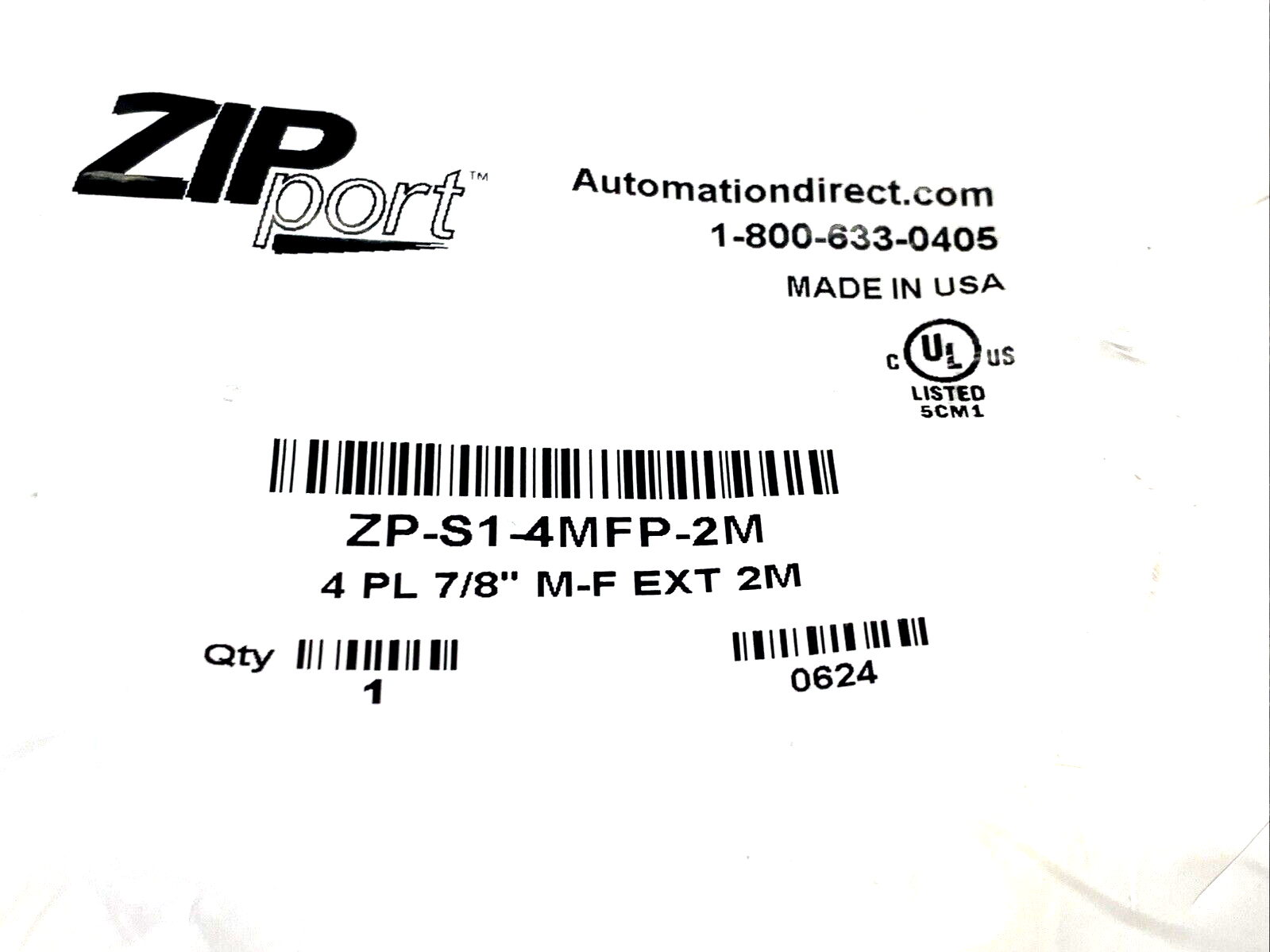 Automation Direct ZP-S1-4MFP-2M ZIPport Cordset 7/8" 4-Pin Male To Female 2m - Maverick Industrial Sales