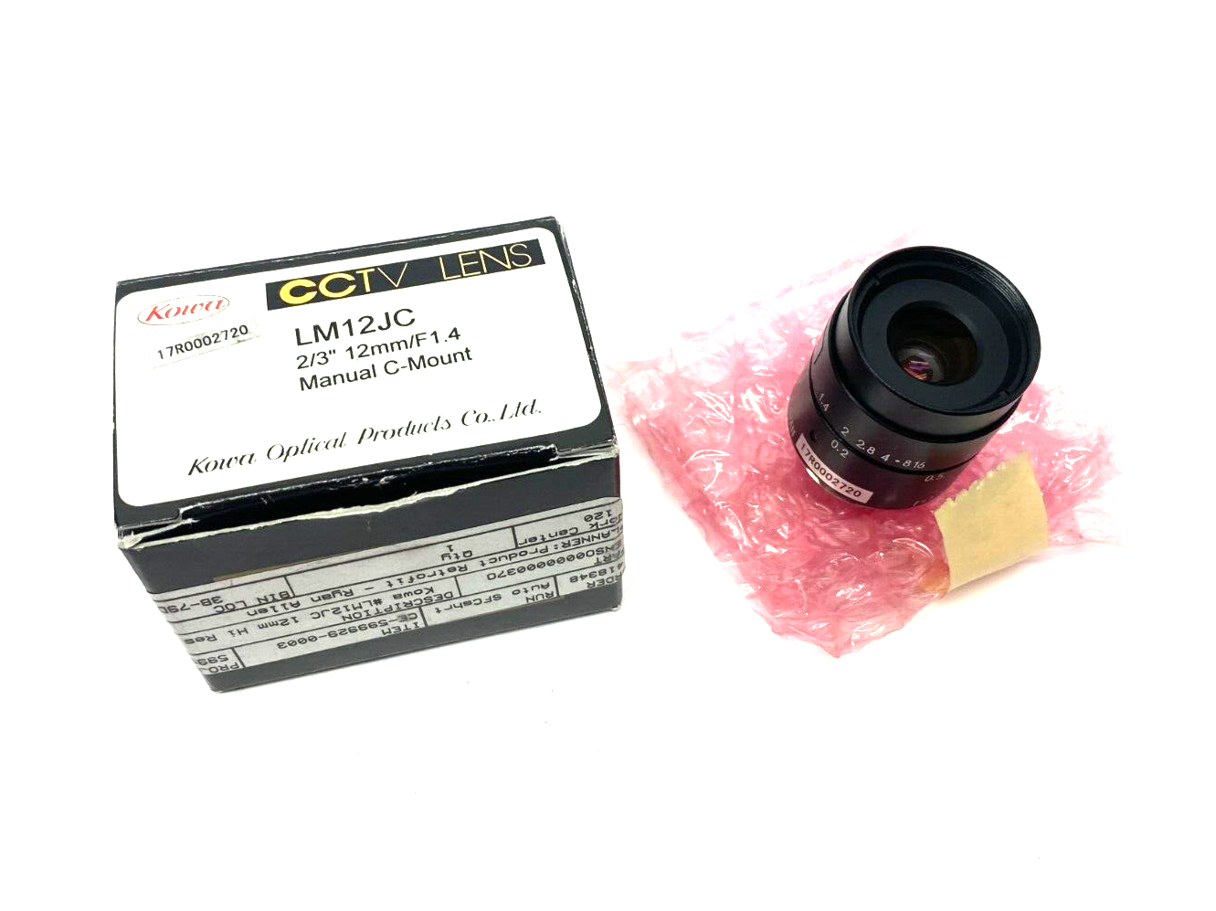 Kowa Optical LM12JC Manual C-Mount Fixed Lens 2/3" 12mm/F1.4 - Maverick Industrial Sales