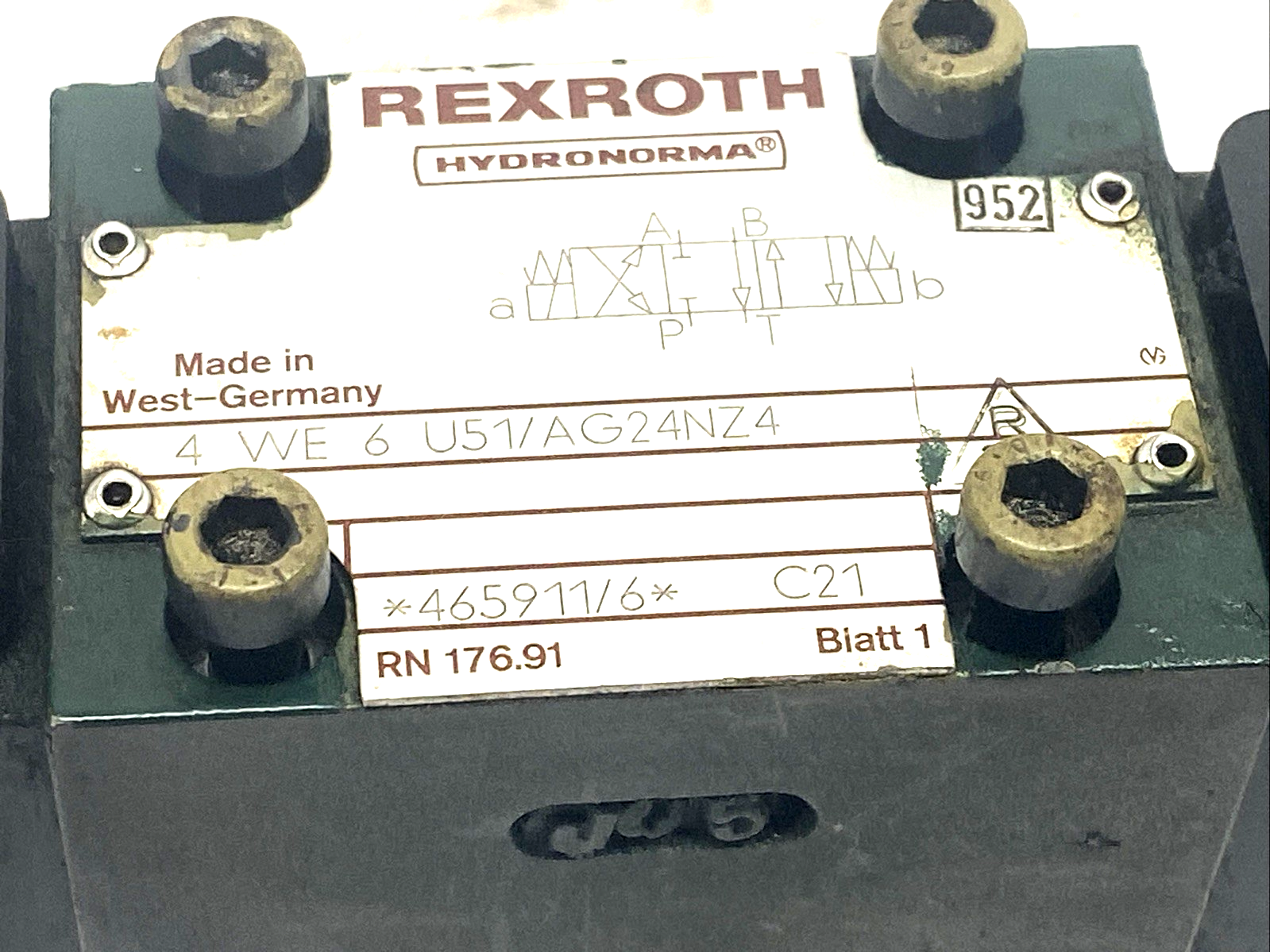 Rexroth Hydronorma 4 WE 6 U51/AG24NZ4 Valve - Maverick Industrial Sales