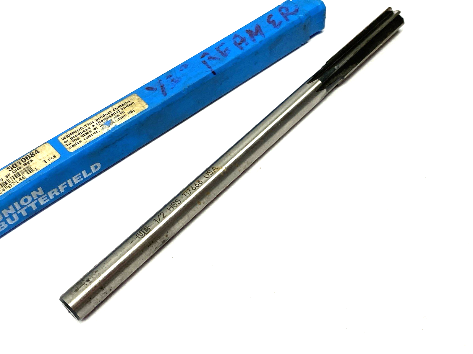 Union Butterfield 5010684 Bright Coated High Speed Steel Chucking Reamer, 1/2" D - Maverick Industrial Sales