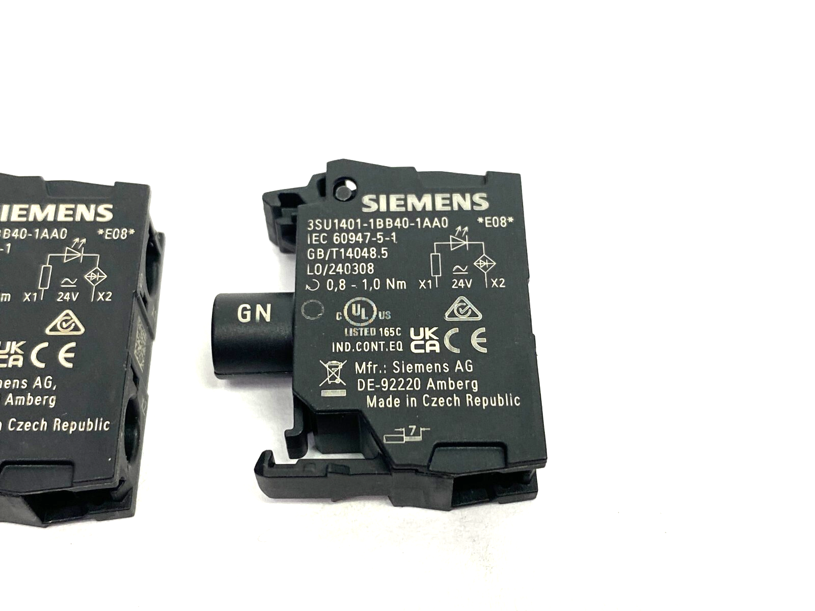 Siemens 3SU1401-1BB40-1AA0 LED Contact Module 24V AC/DC LOT OF 3 - Maverick Industrial Sales