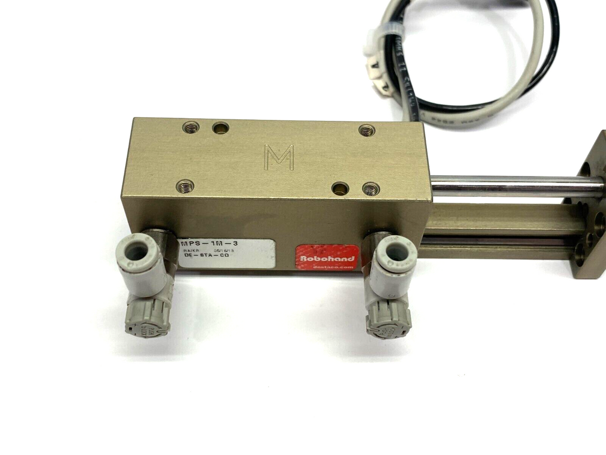 MPS-1M-3 | Destaco Robohand Miniature Dual-V Roller Bearing Slide 1.5" Stroke - Used - Maverick Industrial Sales