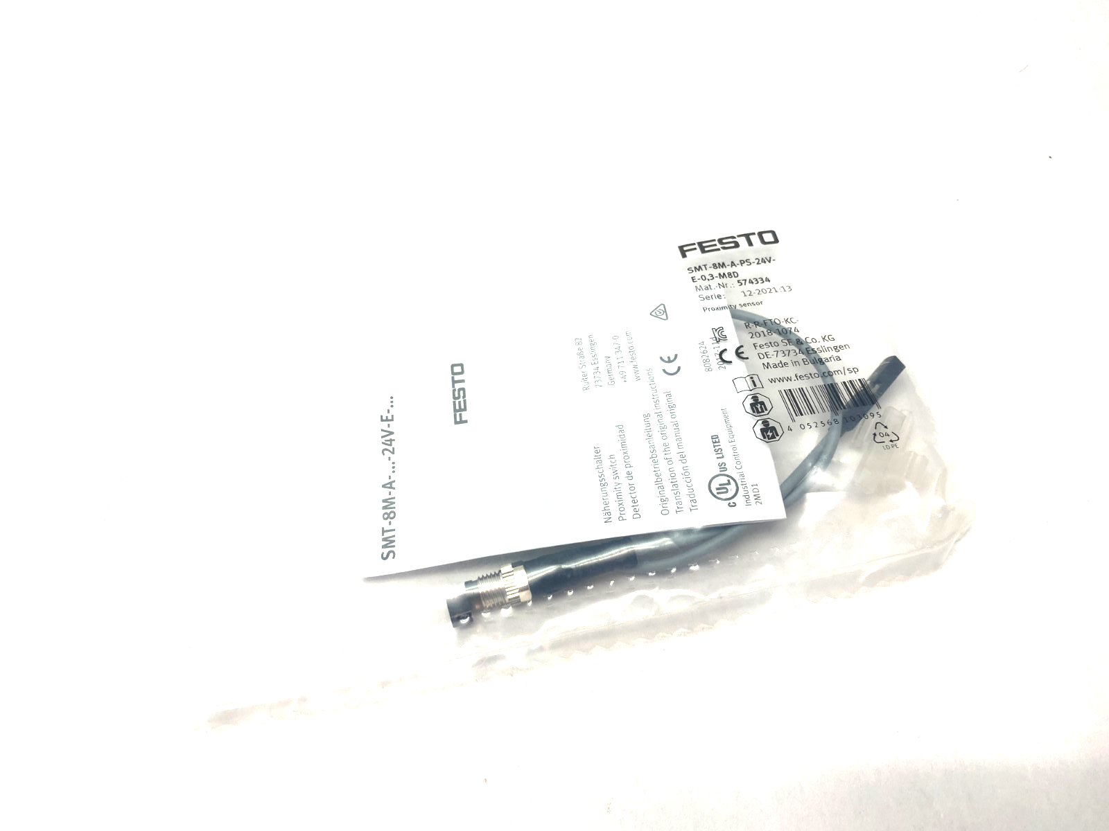 Festo SMT-8M-A-PS-24V-E-0,3-M8D Proximity Sensor M8 3-Pin PNP 574334 - Maverick Industrial Sales