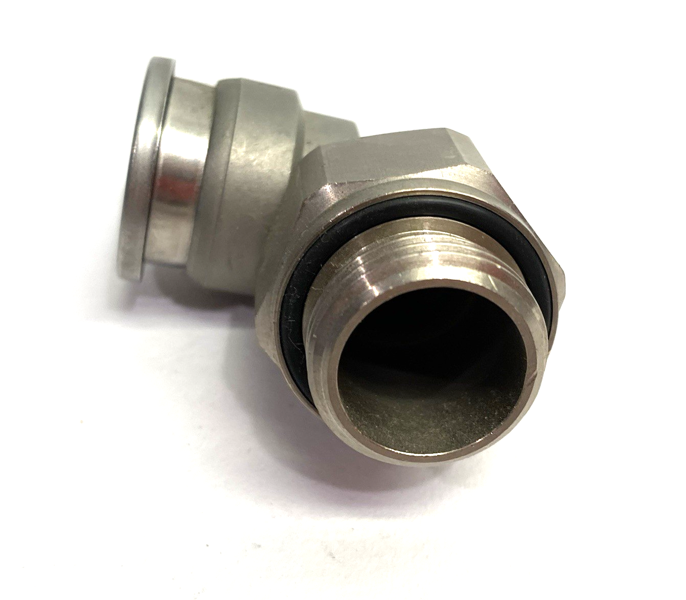 KQB2L16-G04 | SMC Metal Male Elbow Fitting, Swivel, One-Touch, 16mm OD Tube - New – Open box - Maverick Industrial Sales