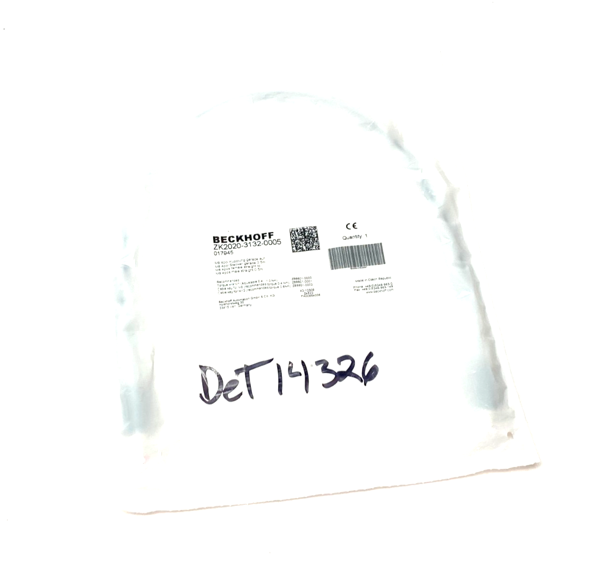 Beckhoff ZK2020-3132-0005 Double Ended Power Cable M8 4-Pos Male to Female - Maverick Industrial Sales