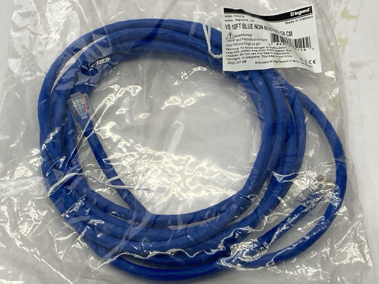Legrand 556-110-010 Q-Series Patch Cords CAT6 Non-Booted Blue 10ft LOT OF 5 - Maverick Industrial Sales