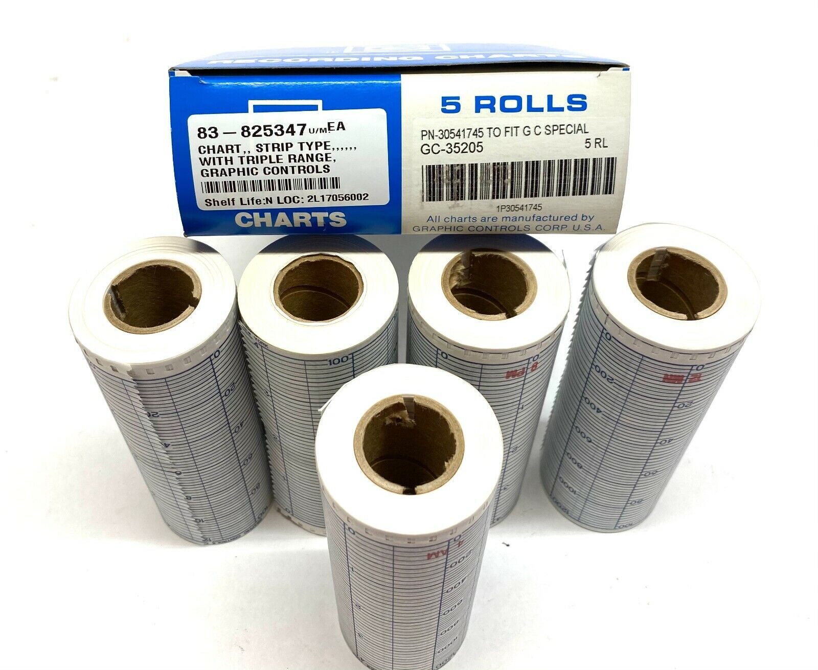 Graphic Controls 30541745 Strip Recording Charts BOX OF 5 Rolls - Maverick Industrial Sales