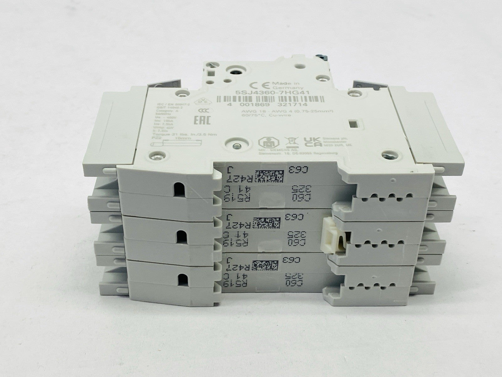 Siemens 5SJ4360-7HG41 Miniature Circuit Breaker 3-Pole 60A 240V - Maverick Industrial Sales