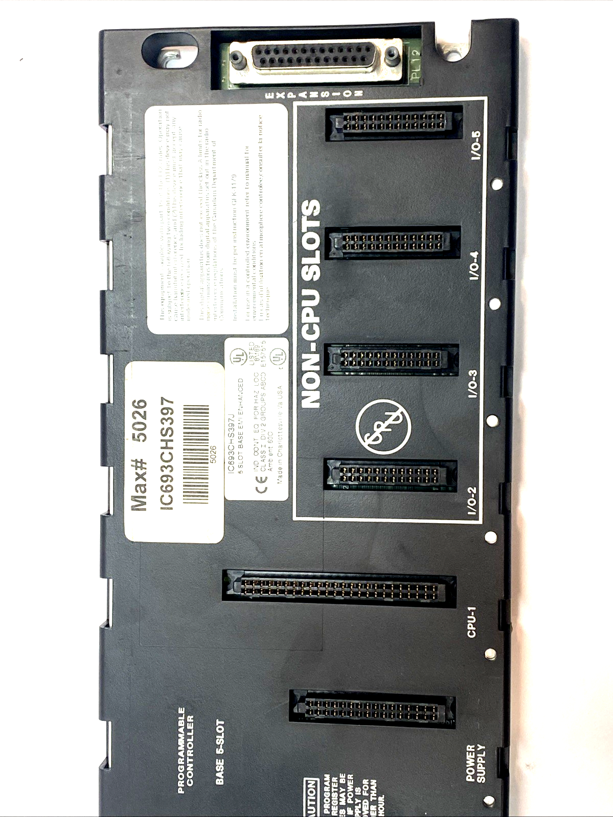 IC693CHS397J | GE Fanuc 5-Slot CPU Baseplate EMI Enhanced Series 90-30 - Used - Maverick Industrial Sales
