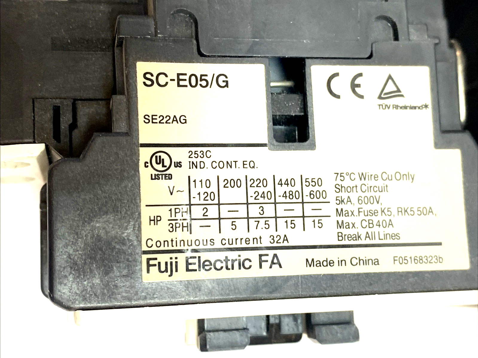 SC-E05/G | Fuji Electric Contactor w/ TK-E02 Overload - 3-Phase Motor Starter - Used - Maverick Industrial Sales