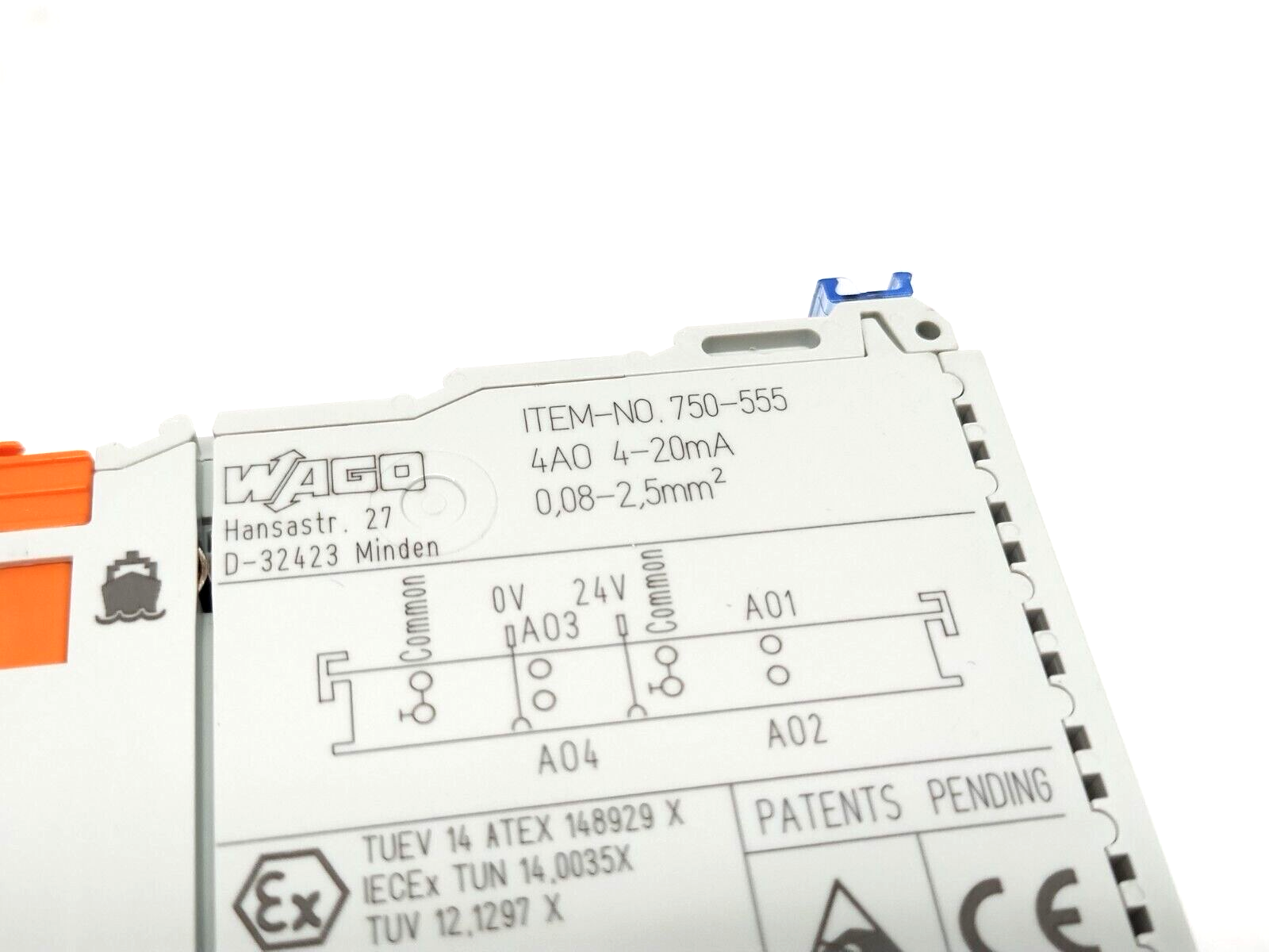 Wago 750-555 4-Channel Analog Output Module, 4AO 4-20mA - Maverick Industrial Sales