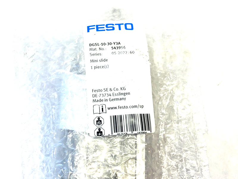 Festo DGSL-10-30-Y3A Mini Slide 30mm Stroke 12mm Piston Diameter 543956 - Maverick Industrial Sales