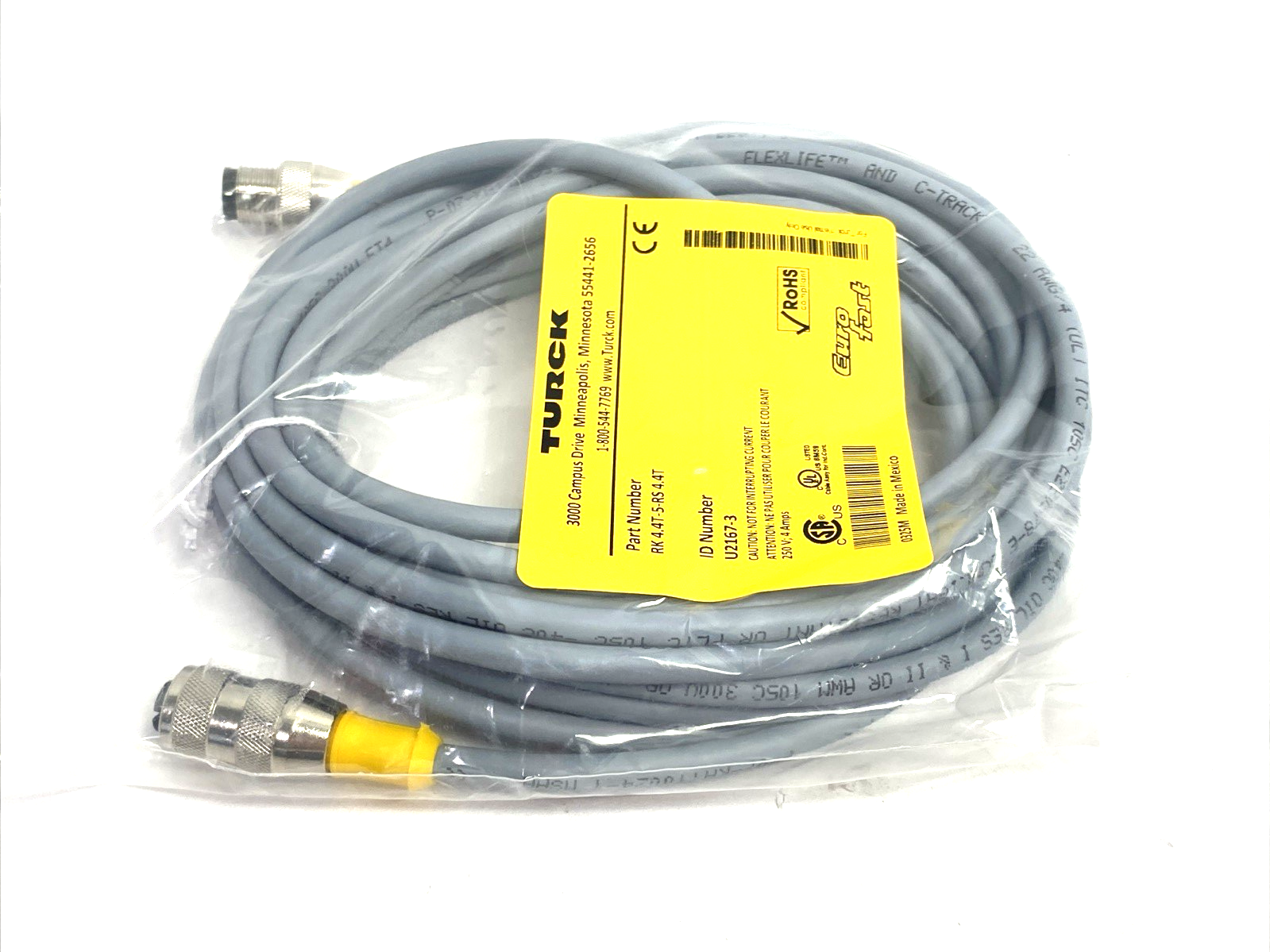 RK 4.4T-5-RS 4.4T | Turck Eurofast Sensor/Actuator Extension Cable U2167-3 - New - Maverick Industrial Sales