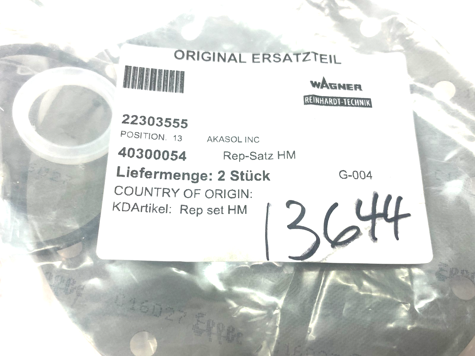 Wagner Reinhardt-Technik 40300054 Rep Set Kit HM - Maverick Industrial Sales
