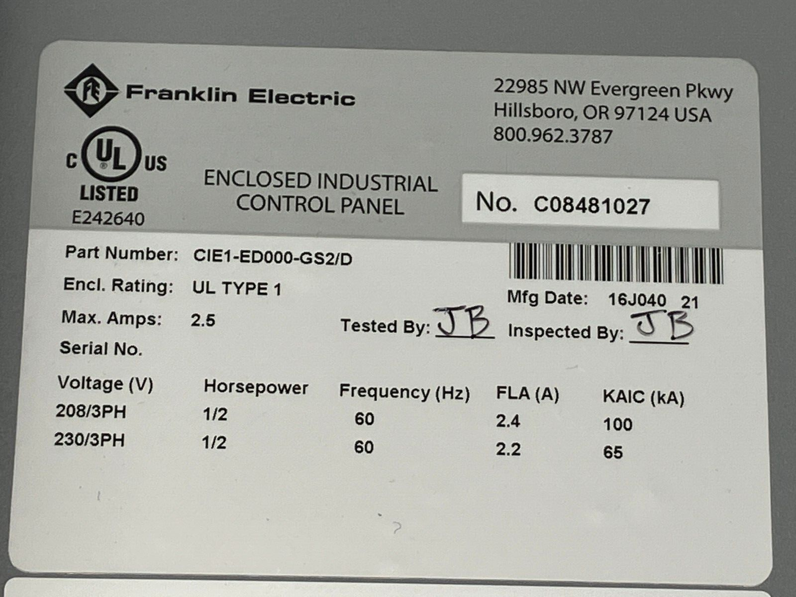 Cerus CIE1-ED000-GS2/D Variable Frequency Drive Disconnect / Reactor - Maverick Industrial Sales