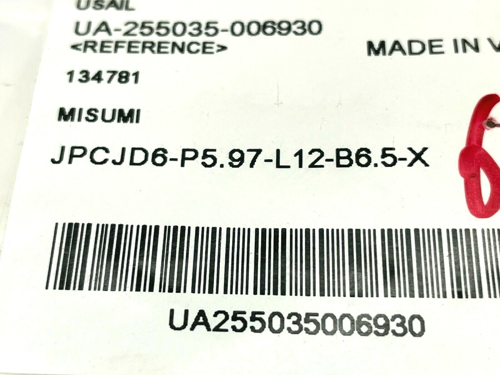MiSUMi JPCTD6-P5.97-L12-B6.5-X Large Head Locating Pin Tapered Tip Notched Shank - Maverick Industrial Sales