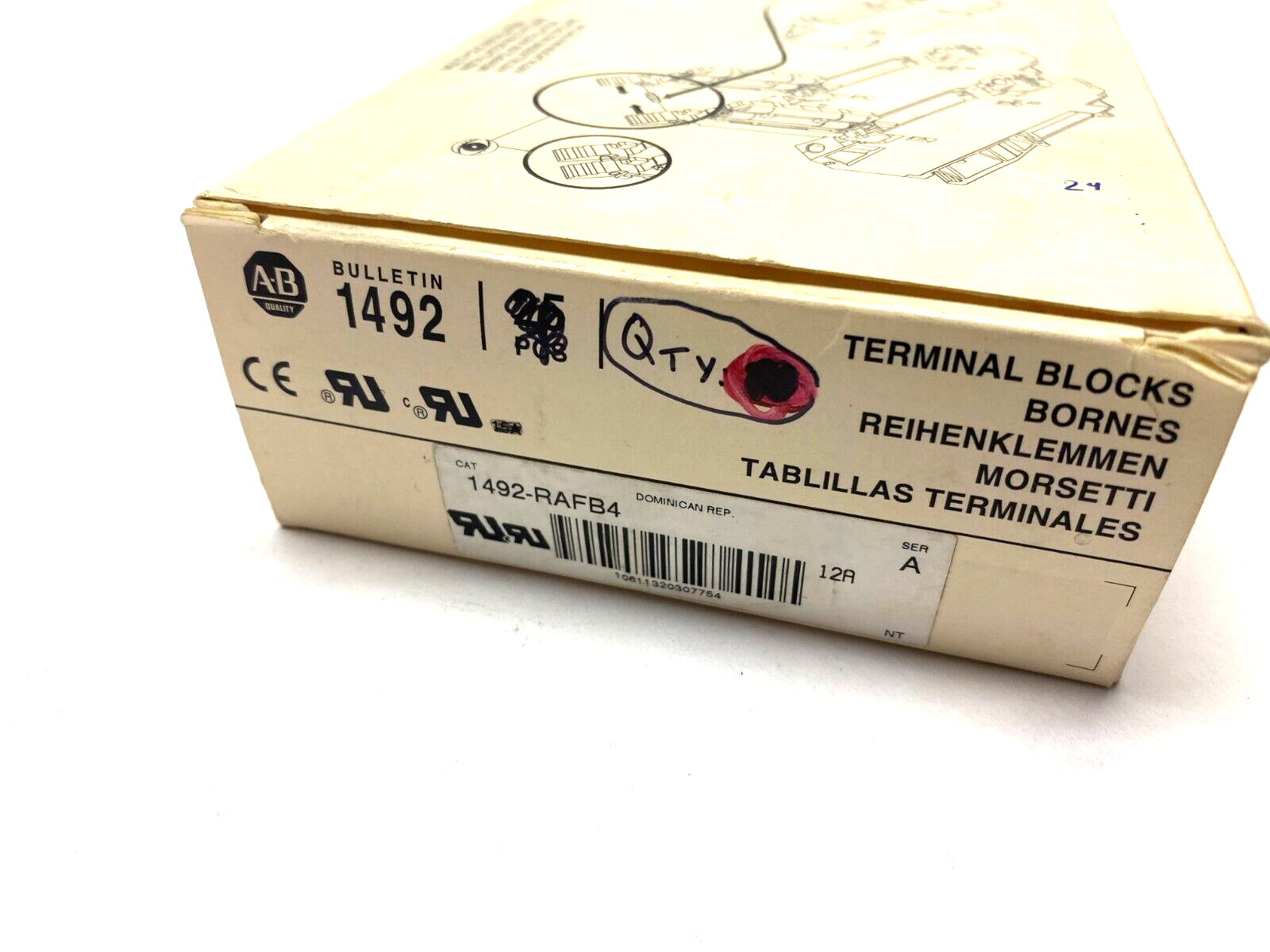 Allen Bradley 1492-RAFB4 Ser. A Fuse Holding Terminal Block Black BOX OF 23 - Maverick Industrial Sales