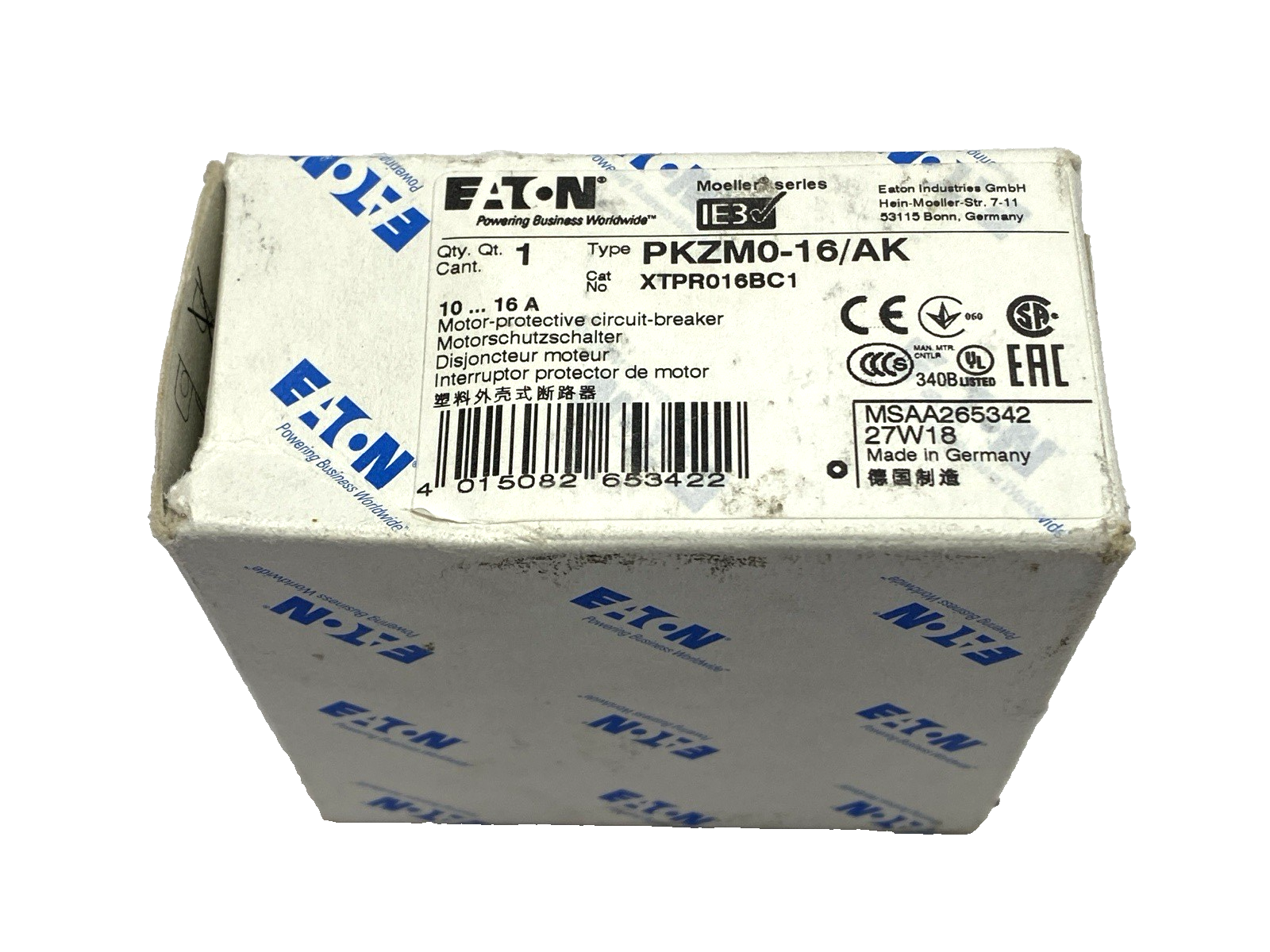 Eaton PKZM0-16/AK Motor Protective Circuit Breaker 3-Pole 500VAC 10-16A - Maverick Industrial Sales