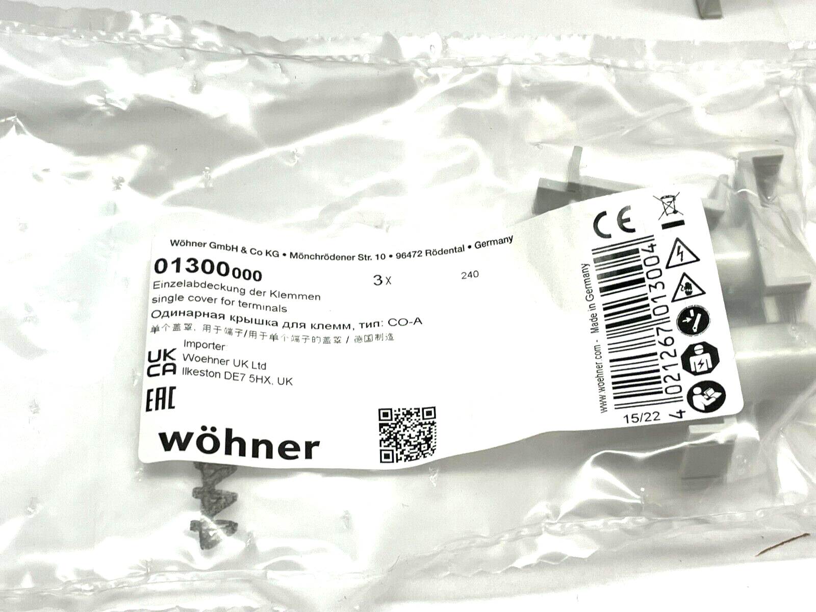 Wohner 01240000 Connection Terminal Plate 3-Pole - Maverick Industrial Sales
