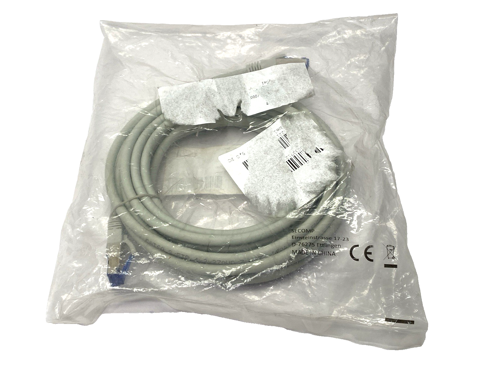 Value 21.99.0865E Double Ended Ethernet Cable Gray Male RJ45 Connectors 5m - Maverick Industrial Sales