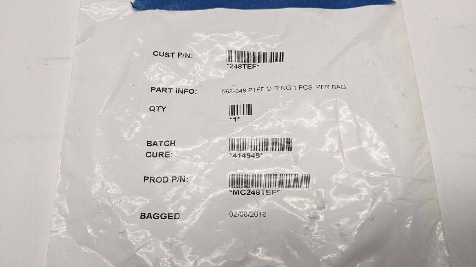 248TFE 568-248 PTFE O-Ring 4-3/4" ID x 5" OD x 1/8" W - Maverick Industrial Sales